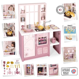 Kuchyňka elektronická s magickými těstovinami Loft Fleur Pink 360° Smoby zvuková