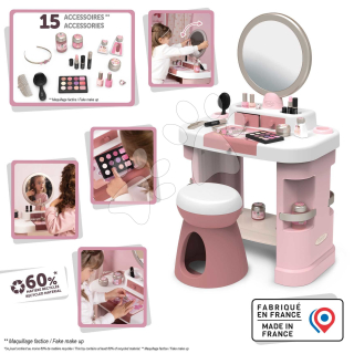 Kosmetický stolek s nastavitelným zrcadlem My Beauty Dressing Table Smoby se židlí 