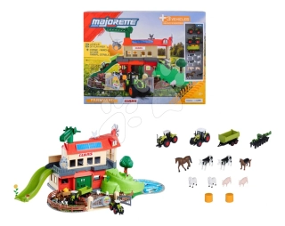 Garáž farma se stájí 2patrová Farmyard Majorette s 8 figurkami zvířátek a 2 traktory