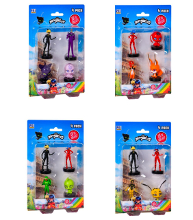 Miraculous: Beruška a Černý kocour- razítka 4 ks figurka Ast.
