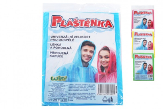 Pláštěnka universální velikost pro dospělé 140x76cm 4 barev v sáčku 14x22cm