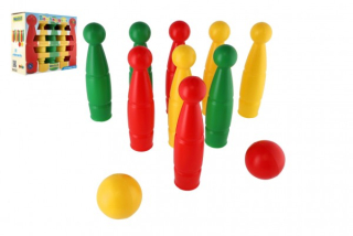 Kuželky plast 24cm 9ks+2 míčky v krabici Wader