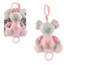 Medvěd koala chrastítko plyš 19cm závěs na post./koč. nat. hrací strojek růžový na kartě v sáčku 0+