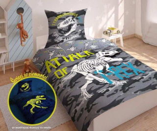 DETEXPOL Povlečení Dinosaurus T-rex svítící Bavlna, 140/200, 70/80 cm