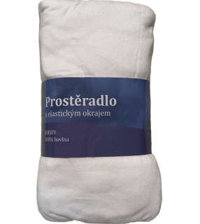 JERRY FABRICS Prostěradlo Jersey Bílá Bavlna, 180/200 cm