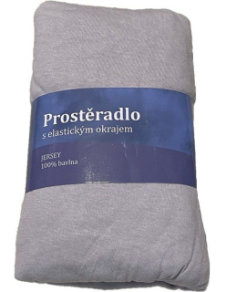 JERRY FABRICS Prostěradlo Jersey Světle šedá Bavlna, 180/200 cm