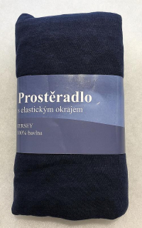 JERRY FABRICS Prostěradlo Jersey Tmavě Modrá Bavlna, 90/200 cm