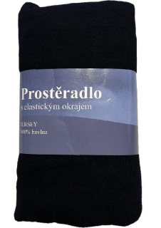 JERRY FABRICS Prostěradlo Jersey Černá Bavlna, 90/200 cm