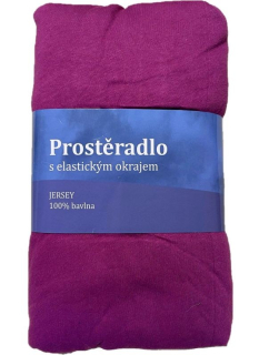JERRY FABRICS Prostěradlo Jersey Fialová orchidej Bavlna, 90/200 cm