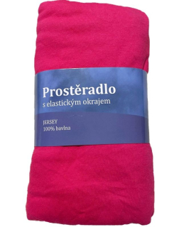 JERRY FABRICS Prostěradlo Jersey Malinová Bavlna, 90/200 cm