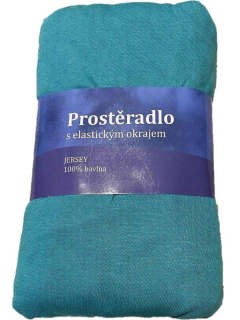 JERRY FABRICS Prostěradlo Jersey Tyrkys zelená Bavlna, 90/200 cm