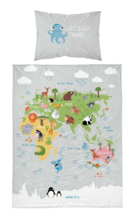 DETEXPOL Povlečení do postýlky Mapa grey Bavlna, 100/135, 40/60 cm