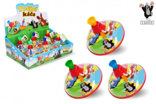 Káča točící Krtek plast/kov průměr 10cm 3 barvy 6ks v boxu